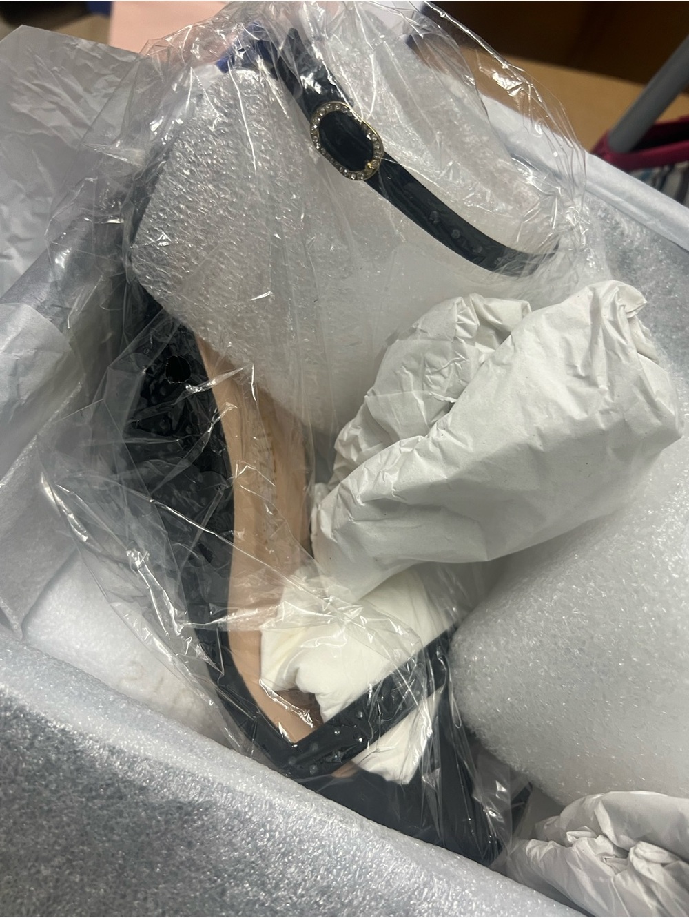 Stuart Weitzman NudistShine 100 Wedge Sandals Black Crystal NEW - Picture 8 of 9